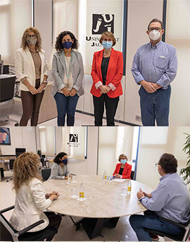 La rectora Eva Alcón recibe la visita de la Asociación de Familiares de Alzheimer con el objetivo de consolidar la colaboración con la UJI