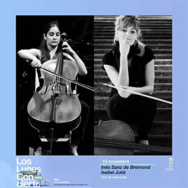 Las  violonchelistas, Inés Sanz de Bremond e Isabel Julia en el Real Casino Antiguo