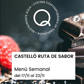 Menú Ruta de Sabor en aQua Restaurant del Hotel Luz de Castellón