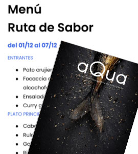 Menú Ruta de Sabor en aQua Restaurant del Hotel Luz de Castellón