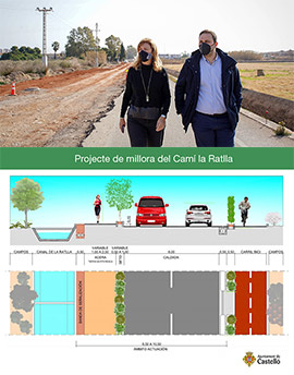 Castelló avanza en la reforma del Camí la Ratlla con la zona peatonal y la mejora del carril bici