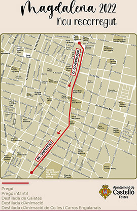 Castelló habilita un nuevo itinerario más seguro para el Pregó y los desfiles de gaiatas y animación