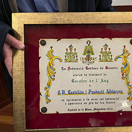 El CD Castellón y la Fundació Albinegra recibieron la distinción de Gaiater de l´any 2022