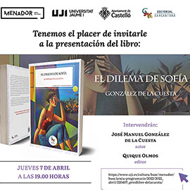 González de la Cuesta presenta en el Menador ´El dilema de Sofía´, su última novela