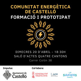 Castelló continúa el 20 de abril con el ciclo de jornadas abiertas para constituir la primera comunidad energética local