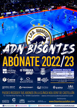 Arranca la nueva campaña de ABONOS del Bisontes Castellón F.S. para esta Temporada 2022/23 bajo el lema ´´ADN BISONTES´´