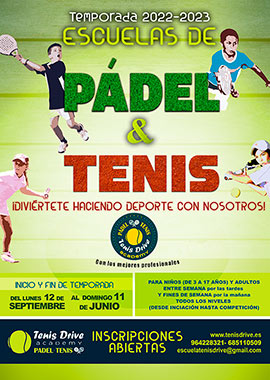 Tenis Drive abre el periodo de inscripción para sus ESCUELAS DE PÁDEL Y TENIS 2022-2023