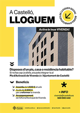 Castelló renueva la Bolsa de Alquiler Municipal  para reducir el precio y propiciar arrendamientos asequibles