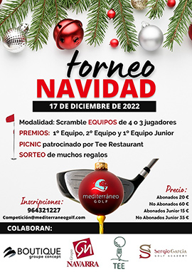 Abierta inscripción torneo Navidad Mediterráneo Golf, sábado 17 diciembre