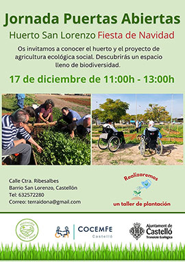 Castelló organiza este sábado una jornada de puertas abiertas en el proyecto agrosocial del huerto urbano de San Lorenzo
