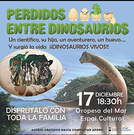 Oropesa del Mar programa la obra ´Perdidos entre dinosaurios´, el sábado en el Espai Cultural