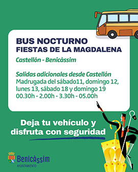 Benicàssim refuerza el horario nocturno autobuses durante las madrugadas de los fines de semana de Magdalena