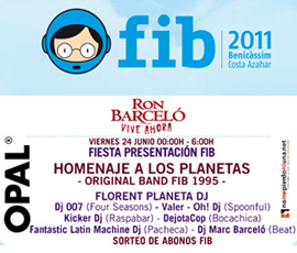Fiesta presentación FIB en la Sala OPAL,  homenaje a Los Planetas - viernes 24 junio