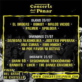 El festival de punk-rock del Grao de Castelló, Concerts del Pinar, muestra y pone a la venta su cartel por días