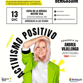 Andrea Villalonga, referente inspirador, clausura Benicàssim Activa el próximo 13 de diciembre