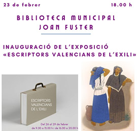 La Biblioteca Municipal Joan Fuster de Almenara acogerá a partir del viernes 23 de febrero la exposición ´Escriptors valencians de l’exili´