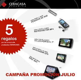 Regalos directos por la compra, en un distribuidor autorizado, de cerámica CERACASA