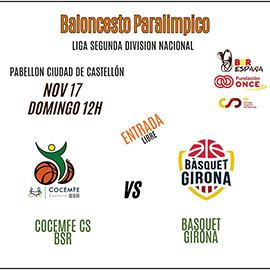 COCEMFE Castellón BSR se enfrenta al Bàsquet Girona en un emocionante partido de liga