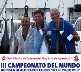 Recepción del  Mundial de Pesca de Altura al Brumeo por Clubes, con la celebración del Trofeo José Luís Araquistain. Del 9 al 13 de agosto