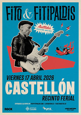 Castellón acogerá uno de los conciertos de la gira nacional de Fito & Fitipaldis el 17 de abril de 2026
