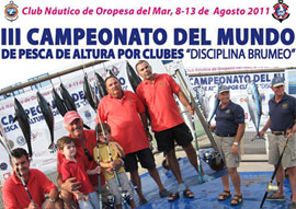 El Equipo del CN Oropesa, ‘Chispi’, se proclama campeón del III Campeonato del Mundo de Pesca de Altura al Brumeo por Clubes