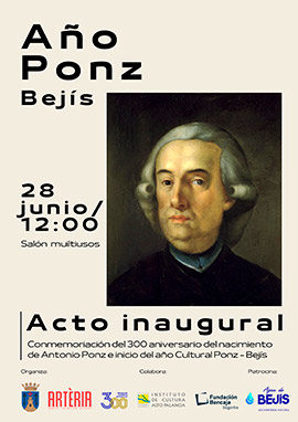 Bejís inaugura este sábado el Año Ponz con conferencias, publicaciones y música
