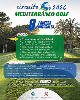Circuito de Golf Mediterráneo 2026; inscripciones abiertas para el primer torneo