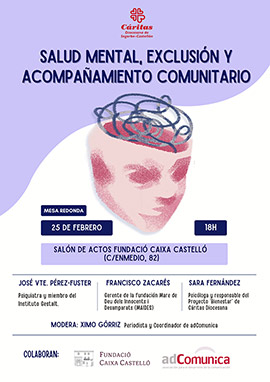 Cáritas Diocesana organiza una mesa redonda para visibilizar la relación entre salud mental y exclusión social
