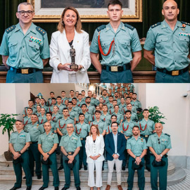 Begoña Carrasco recibe a alumnos guardias civiles de la Academia de Oficiales de Aranjuez