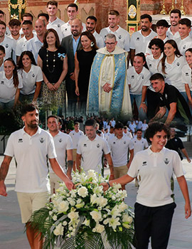 Ofrenda floral del C.D. Castellón a la Mare de Déu del Lledó