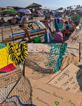Una ballena gigante de 23 metros ´´encalla´´ en la playa del Gurugú de Castellón como símbolo de esperanza y transformación social