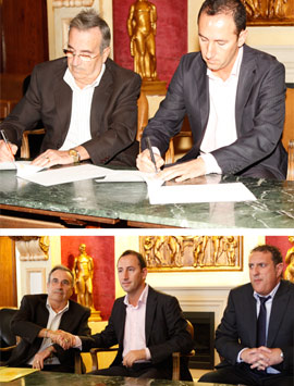 Firma del convenio de colaboración entre las entidades C.D. PLAYAS DE CASTELLÓN FS y SPANIA CULTURAL.