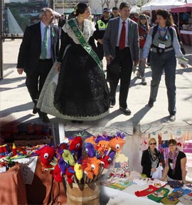 Visita de la reina, María España y el alcalde, Alfonso Bataller a la Fira Alternativa