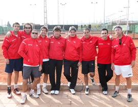 Marcel Granollers y Marc López entrenan para la Copa Davis en el Club de tenis Castellón
