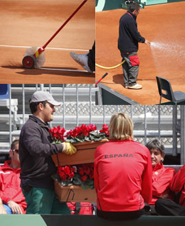 Imágenes de los preparativos un día antes de la Copa Davis