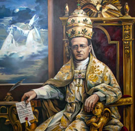 Bendición de una pintura con el papa Pío XI para el crucero del templo basilical