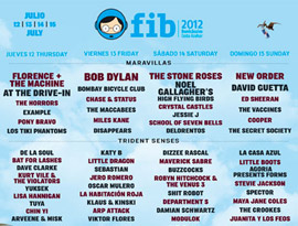 Cartel del Festival Internacional de Benicàssim FIB 2012. Del 12 al 15 de julio