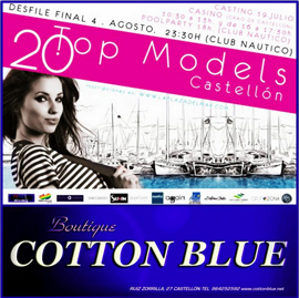 Cotton Blue colabora en 20 TOP Models Castellón. Abierto plazo de inscripción para 2ª selección.