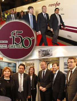 El President de la Generalitat, Alberto Fabra, visita la exposición fotográfica de la conmemoración del 150 aniversario de la llegada del Ferrocarril en Castellón