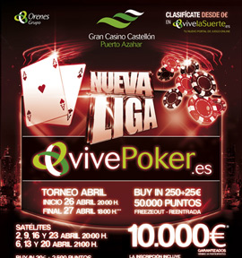 La II edición de la liga vivepoker del Gran Casino Castellón comienza este viernes